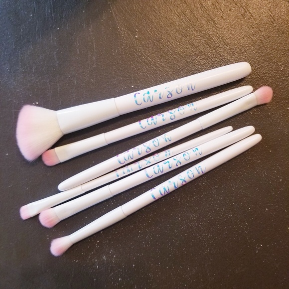 Personalized Makeup Brush Set Travel Pouch Black Rose Gold